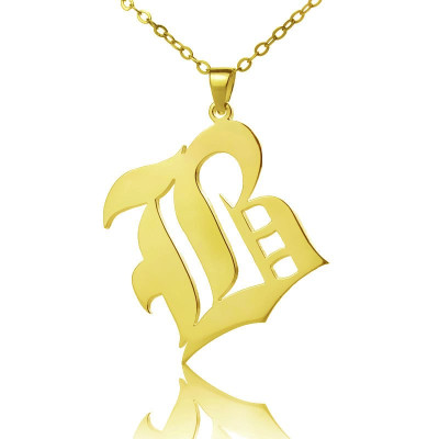 18ct Gold Plated Old English Style Single Initial Name Necklace