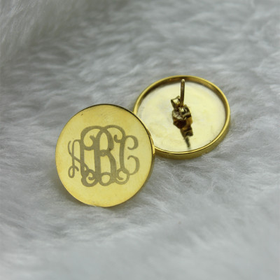 Personalised Monogram 18ct Gold Plated Earrings with 3 Initials