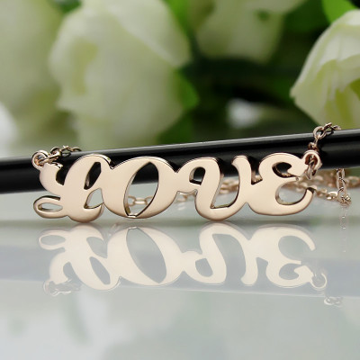 18ct Rose Gold Personalised Puffed Font Name Necklace