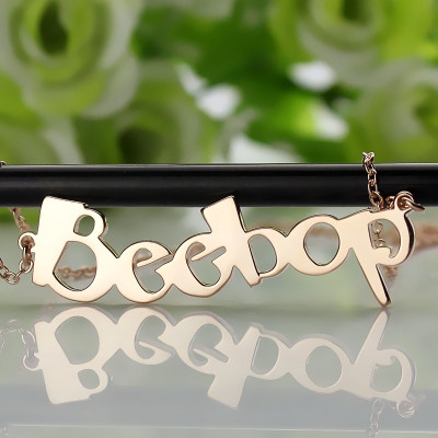 Personalised Rose Gold Name Necklace with Beetle Font Lettering