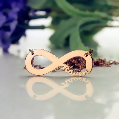 18ct Solid Rose Gold Infinity Name Necklace