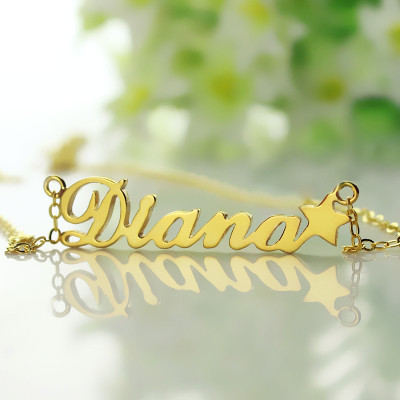 18ct Gold Plated Carrie Style Name Necklace With Star - By The Name Necklace;