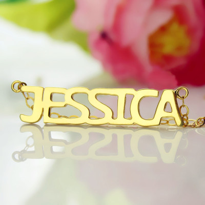 Women's Solid Gold Plated Personalised Name Necklace