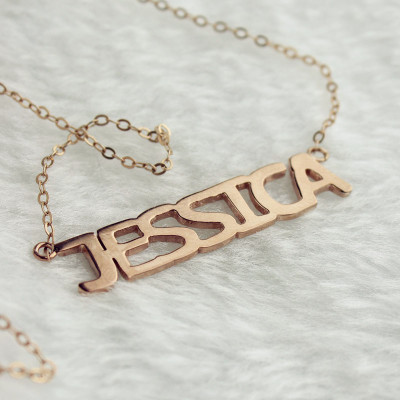 Rose Gold Plated Personalised Name Necklace - Jessica Style