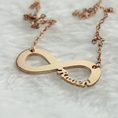 18ct Solid Rose Gold Infinity Name Necklace