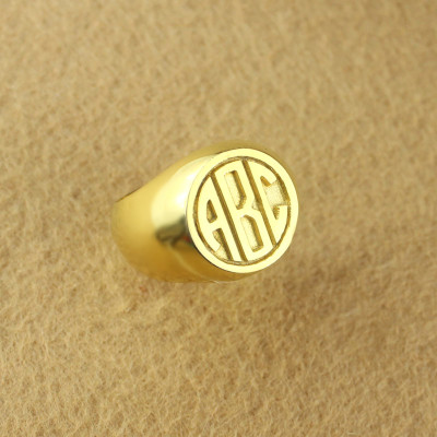Personalised Signet Ring with Block Letter Monogram in 18ct Gold Plating