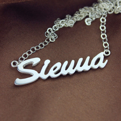 Personalised Solid White Gold Sienna Monogram Name Necklace