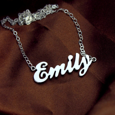 Personalised Cursive Script Name Necklace in 18ct Solid White Gold