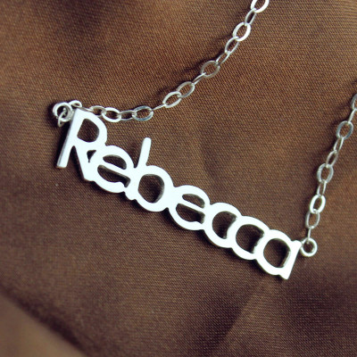 Customize White Gold Name Necklace - Rebecca Font