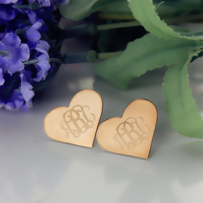 Personalised Custom Monogram Earrings Studs 18ct Rose Gold