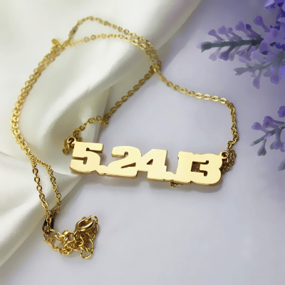 Elegant 18K Solid Gold Number Necklace