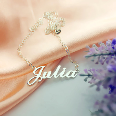 18ct White Gold Plated Personalised Name Necklace - Julia Style