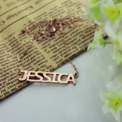 Rose Gold Plated Personalised Name Necklace - Jessica Style