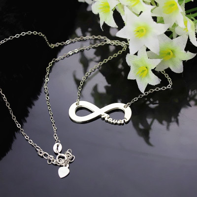 18ct Solid White Gold Infinity Name Necklace