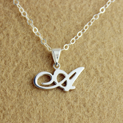 Personalised Solid White Gold Madonna-Style Initial Necklace