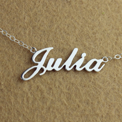18ct White Gold Plated Personalised Name Necklace - Julia Style