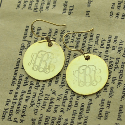 Solid 18 Karat Gold Circle Personalised Monogram Earrings