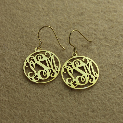 Personalised 18ct Gold Plated Monogram Circle Earrings