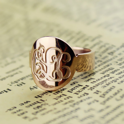 Personalised Rose Gold Monogram Ring with Custom Engraving