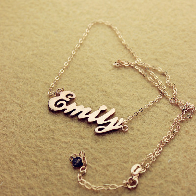 Engraved Cursive Script Name Necklace in 18ct Solid Rose Gold