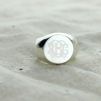 Personalised Monogrammed Signet Ring - Sterling Silver Engraved Ring