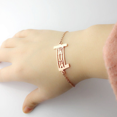 Personalised Rose Gold Plated 925 Silver 3 Initial Monogram Bracelet Anklet