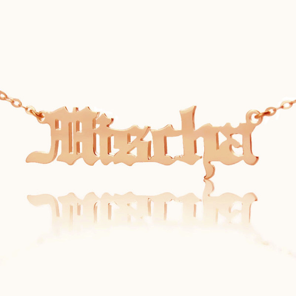 Rose Gold Plated Old English Name Necklace - Mischa Barton Style