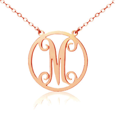 Rose Gold 18ct Circle Monogram Necklace with Single Initial