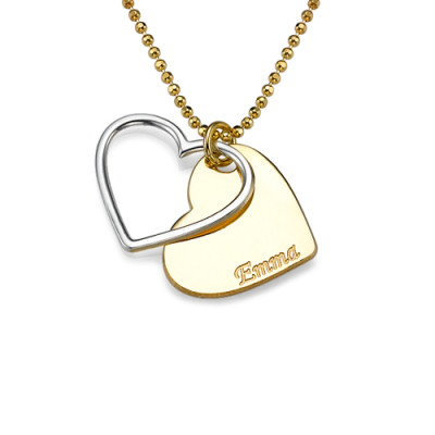 Custom Two-Tone Heart Couple Necklace