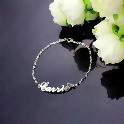 Personalised Sterling Silver Carrie Name Bracelet - Customisable Jewellery Gift