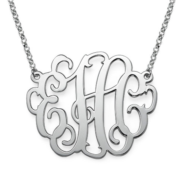 Personalised Silver 2" Large Monogram Necklace