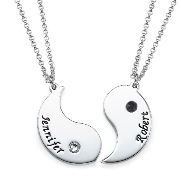 Personalised Yin Yang Couples Necklace with Engraved Message