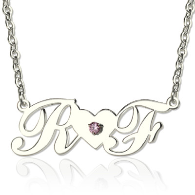 Sterling Silver Double Initials Pendant Necklace