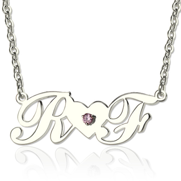 Sterling Silver Double Initials Pendant Necklace