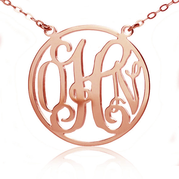 18ct Solid Rose Gold Monogram Name Necklace with Initials
