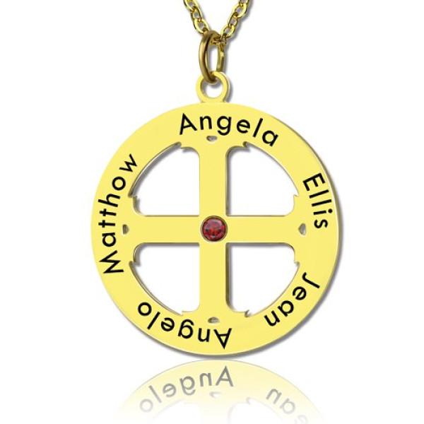 18ct Gold Plated 925 Silver Cross Necklace with Circle Frame