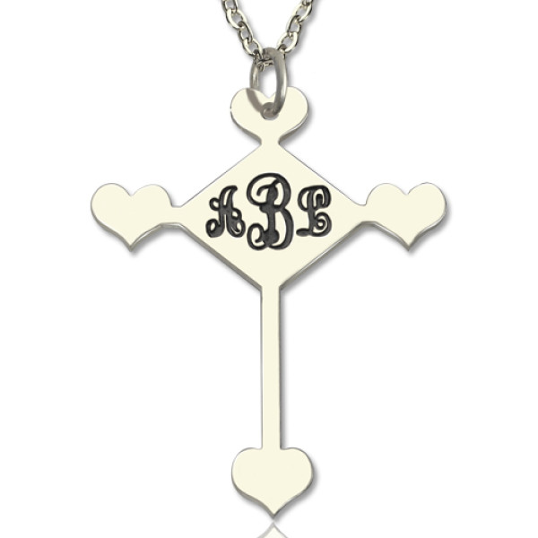 Sterling Silver Cross Monogram Pendant Necklace