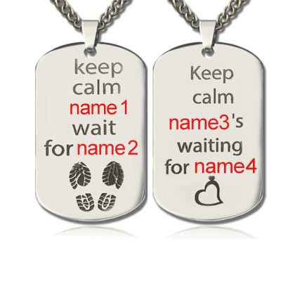 Personalised Cute His and Hers Dog Tag Necklaces Sterling Silver - By The Name Necklace;
