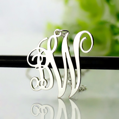 Engraved Two-Letter Monogram Necklace in 18ct White Gold