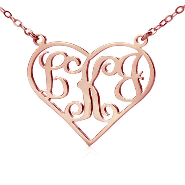 Personalised 18ct Rose Gold Plated Heart Necklace with Initial Monogram