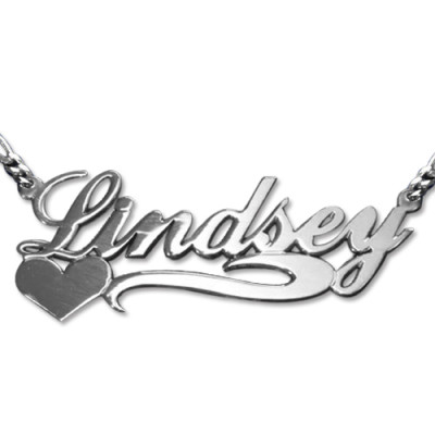 Personalised Silver Heart Name Necklace - Double Plated Thickness Gift
