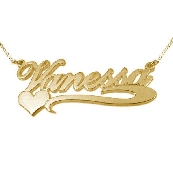 Personalised 18ct Gold Plated Silver Heart Name Necklace