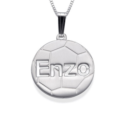 Sterling Silver Personlised Football Pendant - By The Name Necklace;