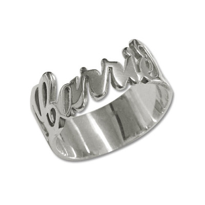 Personalised Silver Cut Out Ring - By The Name Necklace;