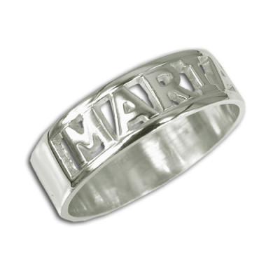 Custom Silver Name Ring Engraved with Personalised Message