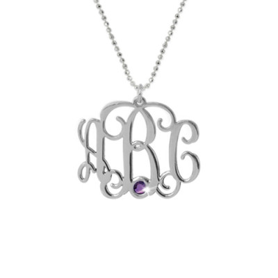 Sterling Silver Monogram Necklace with Swarovski - By The Name Necklace;