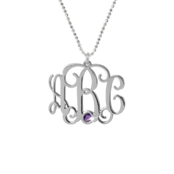 Personalised Monogram Sterling Silver Necklace w/ Swarovski Crystals