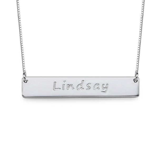 Sterling Silver Customisable Nameplate Bar Necklace