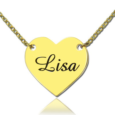 Stamped Heart Love Necklaces with Name 18ct Gold Plated - By The Name Necklace;
