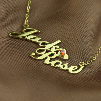 Gold Personalised Double Nameplate Necklace Carrie Design